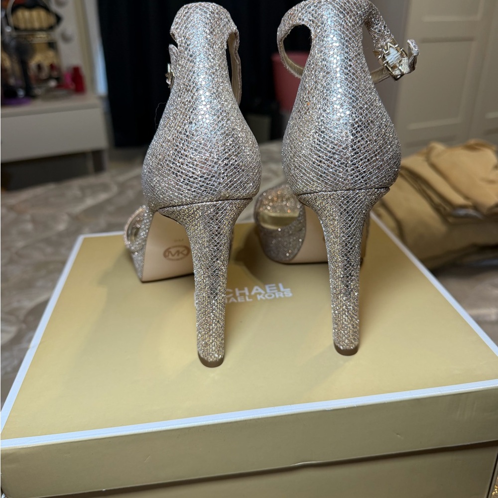Michael Kors Women's Sparkling Gold Heels - Picture 3 of 4